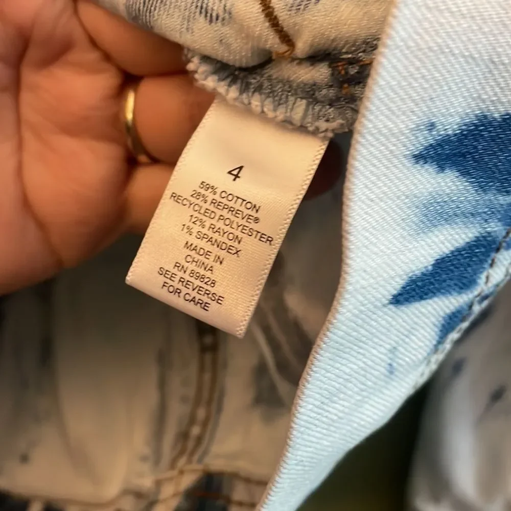 NWT LOGO Lori Goldstein Tie-Dye Ombré Denim Jean Jacket Blue White Boho Sz 4